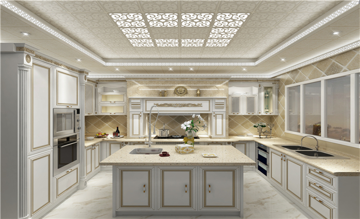 這款廚房吊頂設(shè)計效果圖精致的圖案和花樣沒有太多