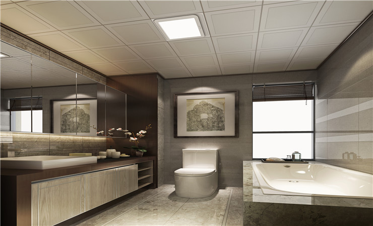 將浴室集成吊頂安裝得盡可能高，至少覆蓋上落水管的最低點，然后考慮浴缸加熱器和排氣扇的位置。